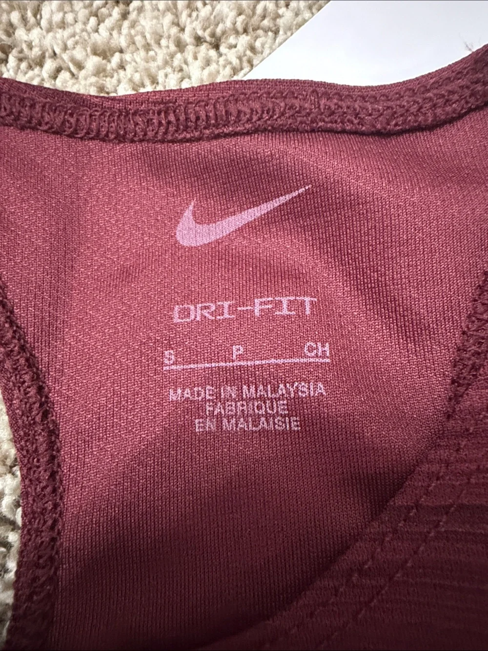 Nike Kids Burgundy Racerback Tank Top with White Swoosh